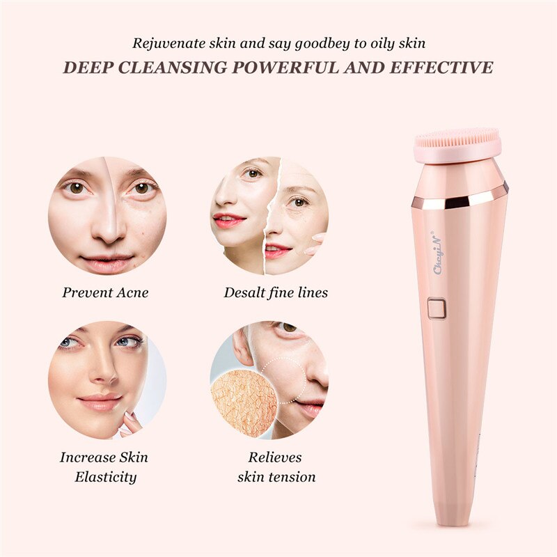 4 In 1 Electric Facial Cleansing Brush Waterproof Roller Massager Deep