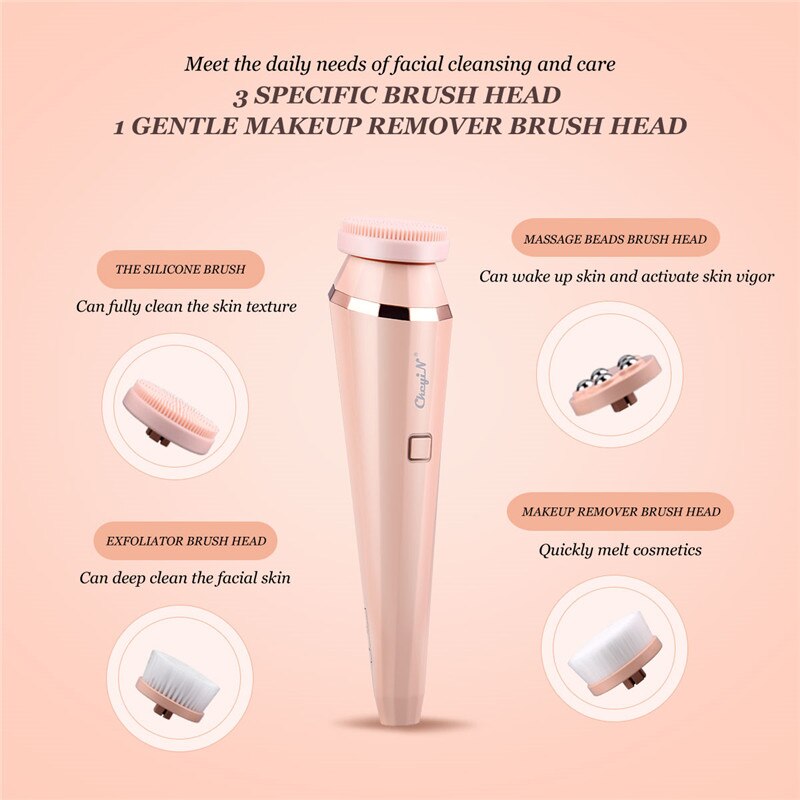 4 In 1 Electric Facial Cleansing Brush Waterproof Roller Massager Deep