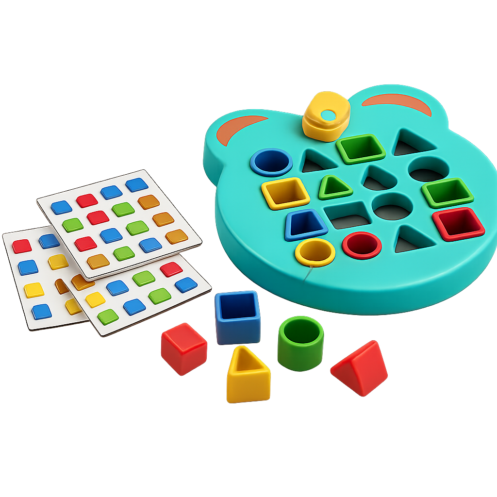 Bear-Shaped Educational Shape Sorting Toy for Toddlers – Color-Coded